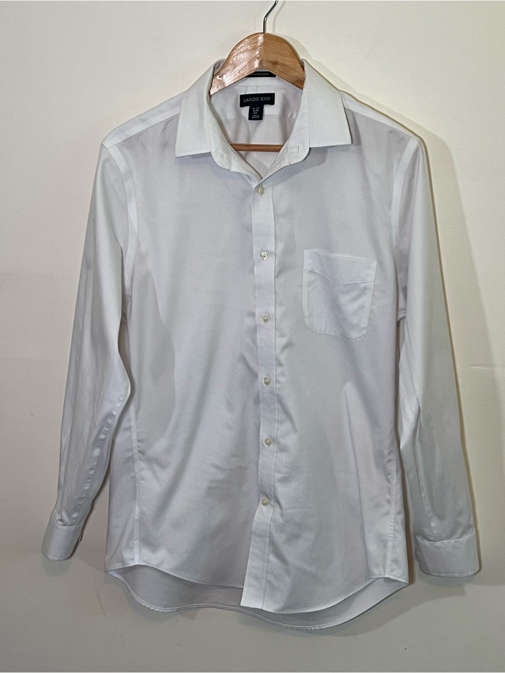 Lands’ End White Supima Pinpoint No Iron Slim Fit Dress Shirt 16-33